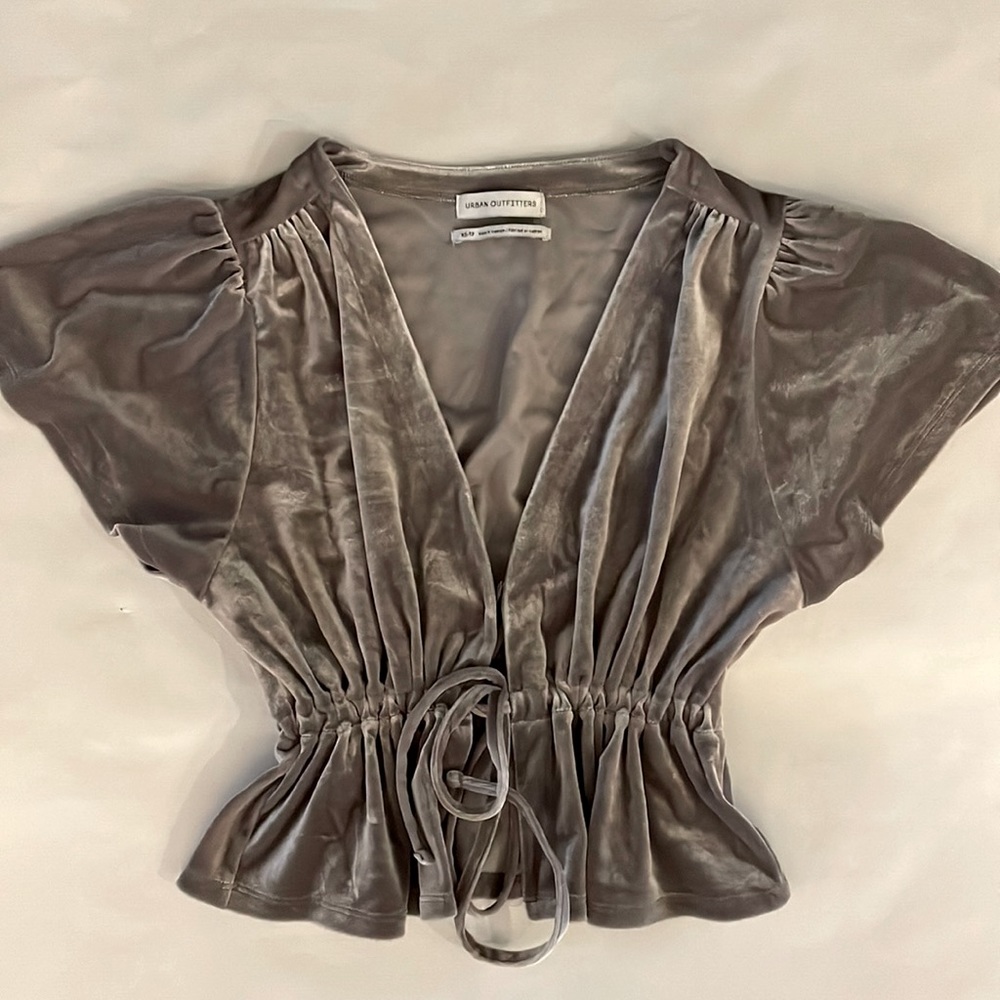 Urban Outfitters Silver Velvet Top